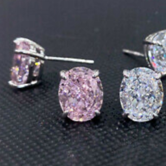 New Sterling silver diamond stud earrings - Picture 3 of 3